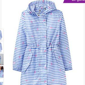 Joules Golightly Rain Jacket - White & Blue Lobster Stripe